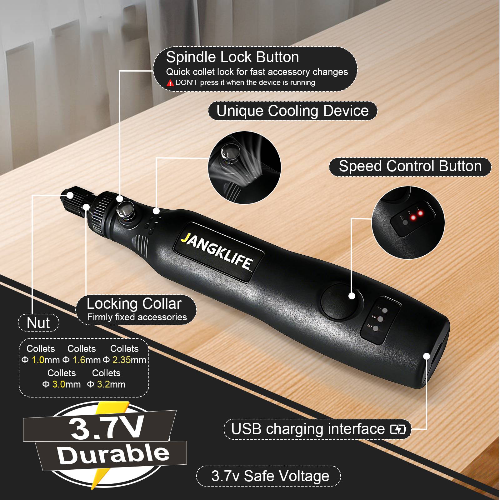 JANGKLIFE USB Cordless Rotary  - Cordless Rotary Tool Kit Accessories recension och pris