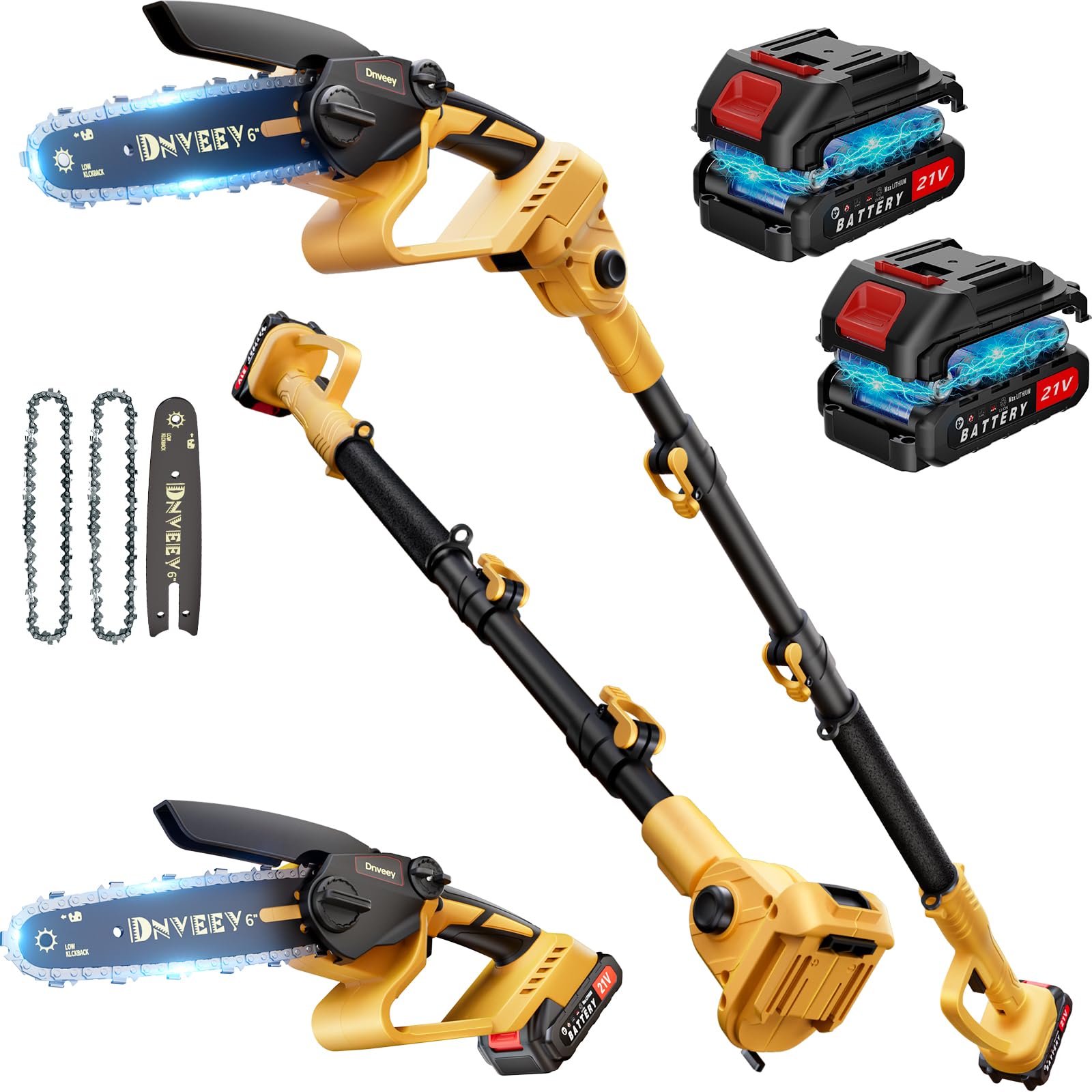 2-in-1 Cordless Pole Saw & 6-I - Mini Electric Chainsaw 6 Inch recension och pris